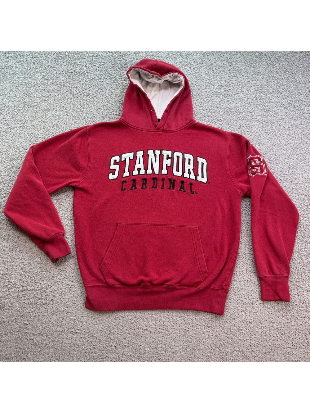 Stanford Cardinal Campus Heritage Hoodie Red Embroidered Spellout NCAA Small